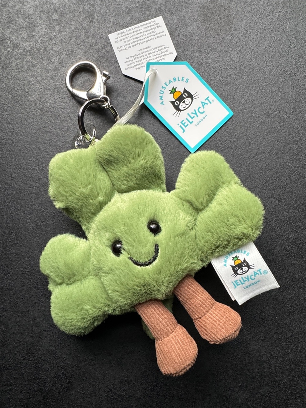 Jellycat Lime Green Plush shamrock Keychain NEW